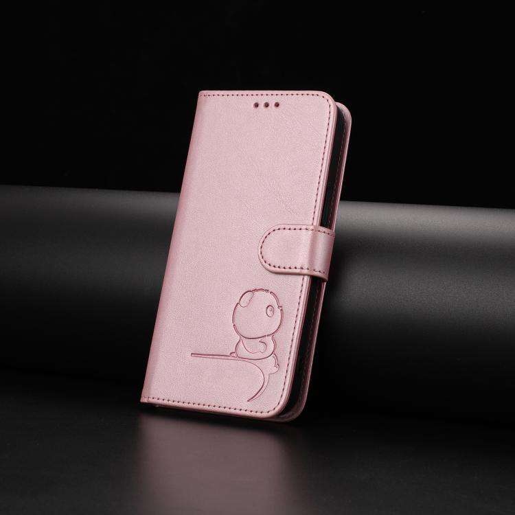 For Doogee N60 Pro Litter Panda Embossing RFID Leather Phone Case with Lanyard(Pink)