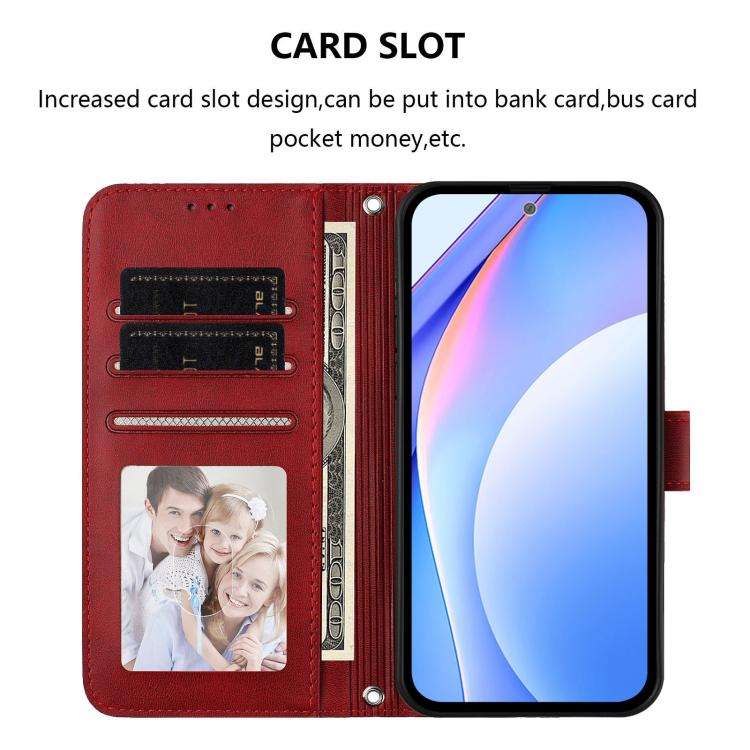 For Doogee N60 Pro Litter Panda Embossing RFID Leather Phone Case with Lanyard(Wine Red)