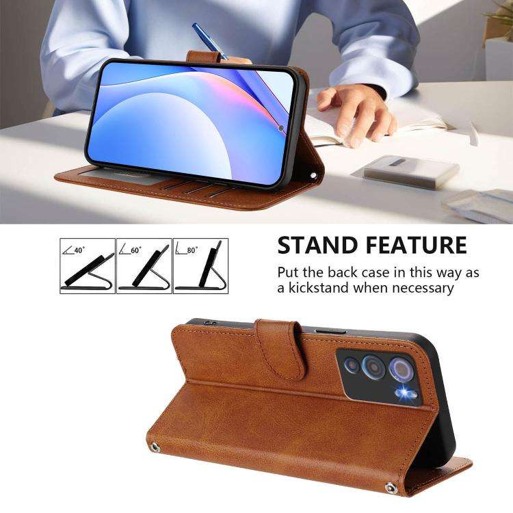 For Doogee N60 Pro Litter Panda Embossing RFID Leather Phone Case with Lanyard(Brown)