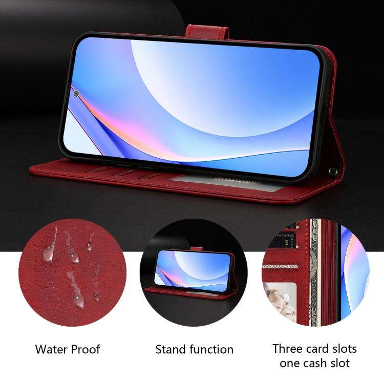 For Doogee N56 / N56 Pro Litter Panda Embossing RFID Leather Phone Case with Lanyard(Wine Red)