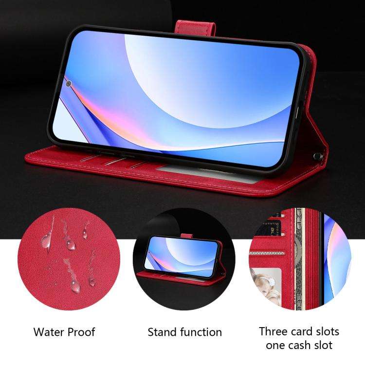 For Doogee N56 / N56 Pro Litter Panda Embossing RFID Leather Phone Case with Lanyard(Rose Red)