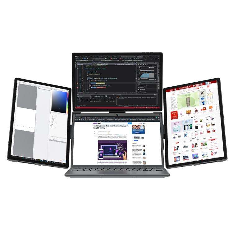 Arie 14 14 inch Expanded Display Triple Portable Monitor, Plug Type:UK Plug(Black)