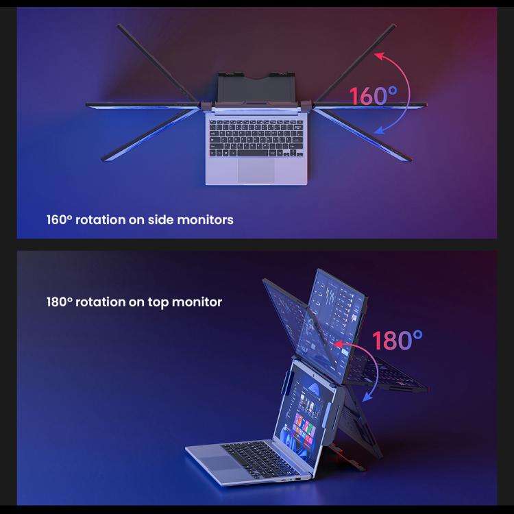 Leo 14 14 inch Expanded Display Dual Portable Monitor, Plug Type:EU Plug(Black)