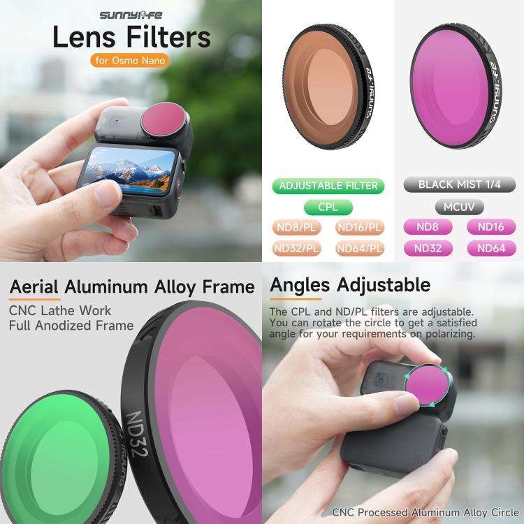 For DJI Osmo Nano Sunnylife Camera Lens Filter, Filter:ND8PL