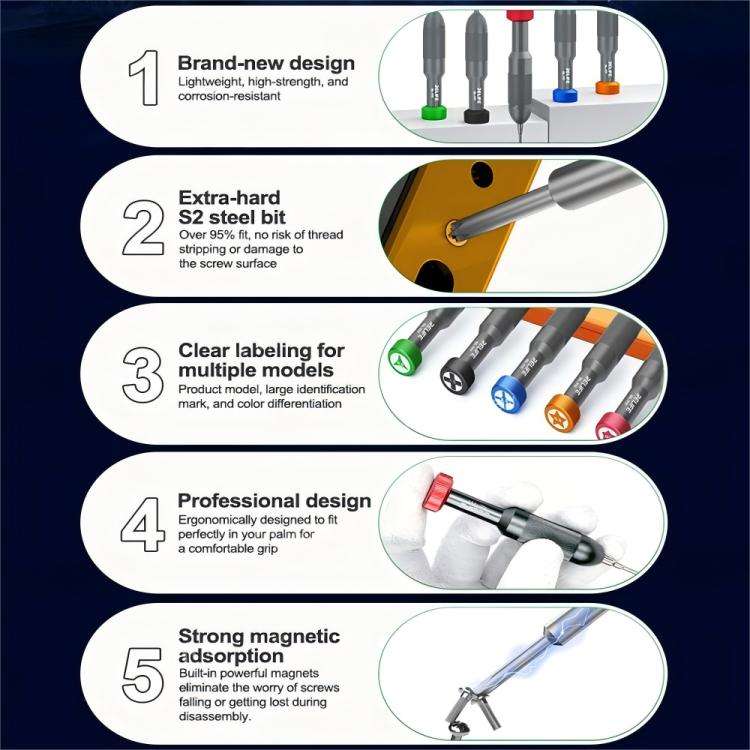 RELIFE RL-717 Rocket-Head Screwdrivers for Disassembling and Repairing (5 in 1 Set)