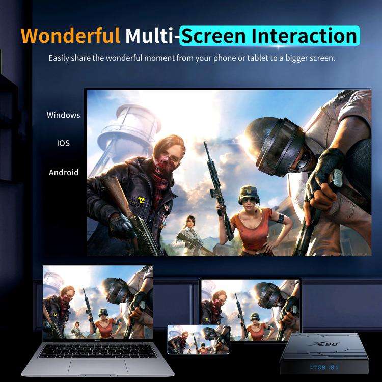 X96 NEX 4K Android 14 Smart TV Box with Remote Control, 2GB+16GB, Amlogic S905Y5 Quad Core(UK Plug)