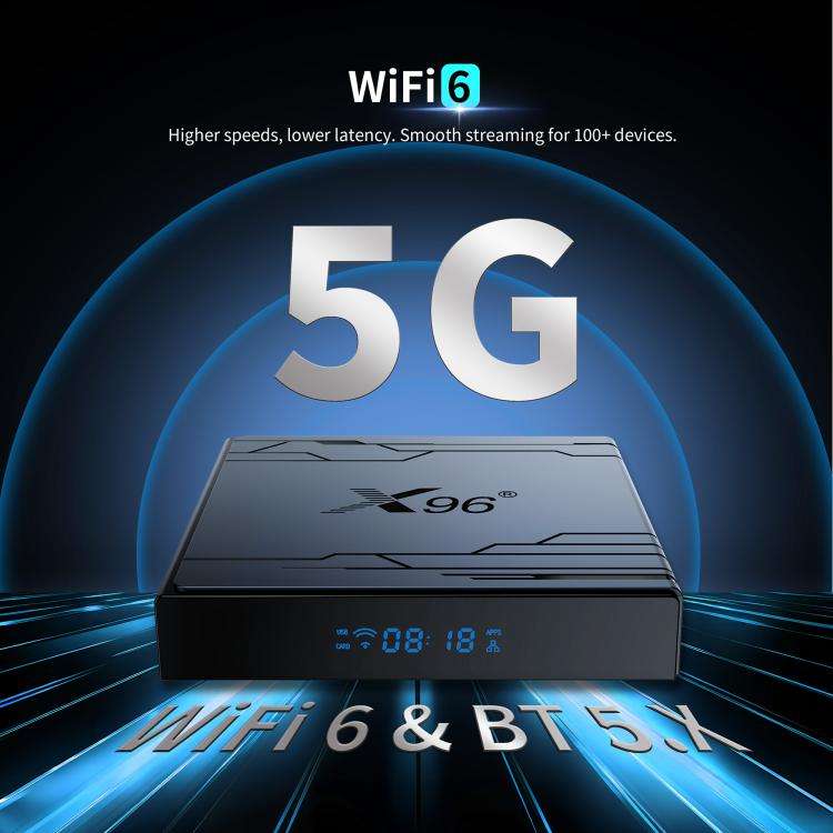 X96 NEX 4K Android 14 Smart TV Box with Remote Control, 2GB+16GB, Amlogic S905Y5 Quad Core(UK Plug)