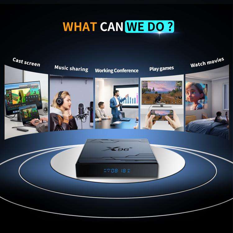X96 NEX 4K Android 14 Smart TV Box with Remote Control, 2GB+16GB, Amlogic S905Y5 Quad Core(UK Plug)