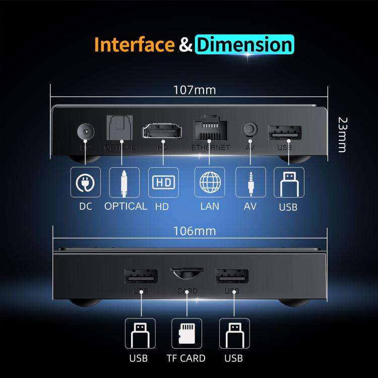 X96 NEX 4K Android 14 Smart TV Box with Remote Control, 2GB+16GB, Amlogic S905Y5 Quad Core(UK Plug)