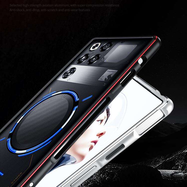 For ZTE nubia RedMagic 11 Pro / 11 Pro+ Aurora Series Metal Frame Phone Case(Black Red)