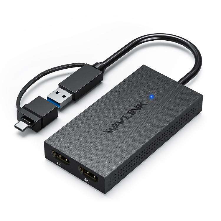 WAVLINK WL-UG6902H USB-A and USB-C / Type-C to Dual HDMI 4K 60Hz Display Adapter(Black)