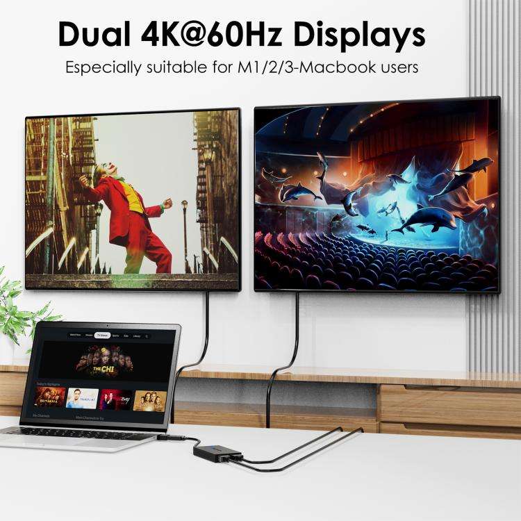 WAVLINK WL-UG6902H USB-A and USB-C / Type-C to Dual HDMI 4K 60Hz Display Adapter(Black)