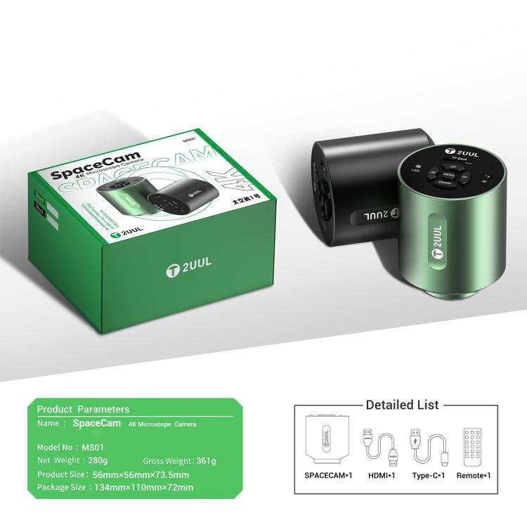 2UUL MS01 SpaceCam 829W-Pixel Industrial Electronic 4K Microscope Camera(Green)