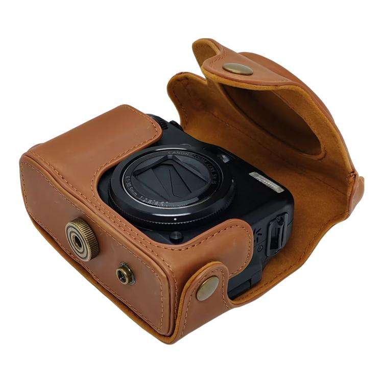 For Canon PowerShot G10 / G11 / G12 Retro Leather Full Body Camera Cover Bag with Strap(Brown)