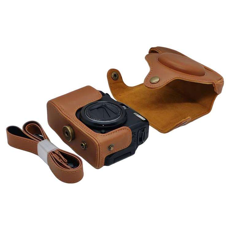For Canon PowerShot G10 / G11 / G12 Retro Leather Full Body Camera Cover Bag with Strap(Brown)