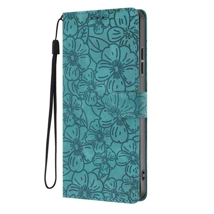 For Redmi Note 15 Pro+ 5G Global 163.3mm Cherry Blossoms Embossed Leather Phone Case(Green)