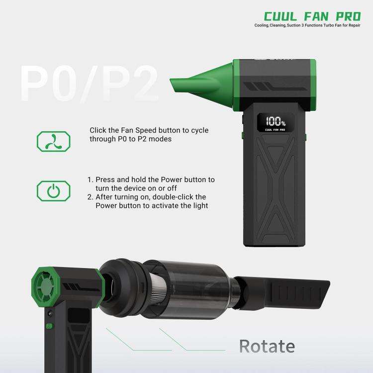 2UUL DA970 Cuul Fan Pro Cooling + Cleaning + Suction 3 in 1 Turbo Fan Set