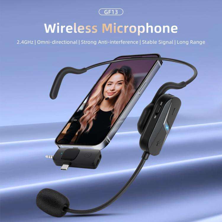 Yanmai GF13 2.4G Wireless Headset Noise Reduction Microphone(Black)