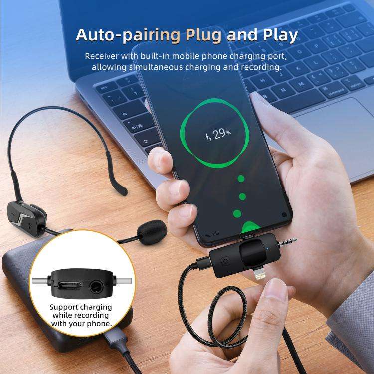 Yanmai GF13 2.4G Wireless Headset Noise Reduction Microphone(Black)