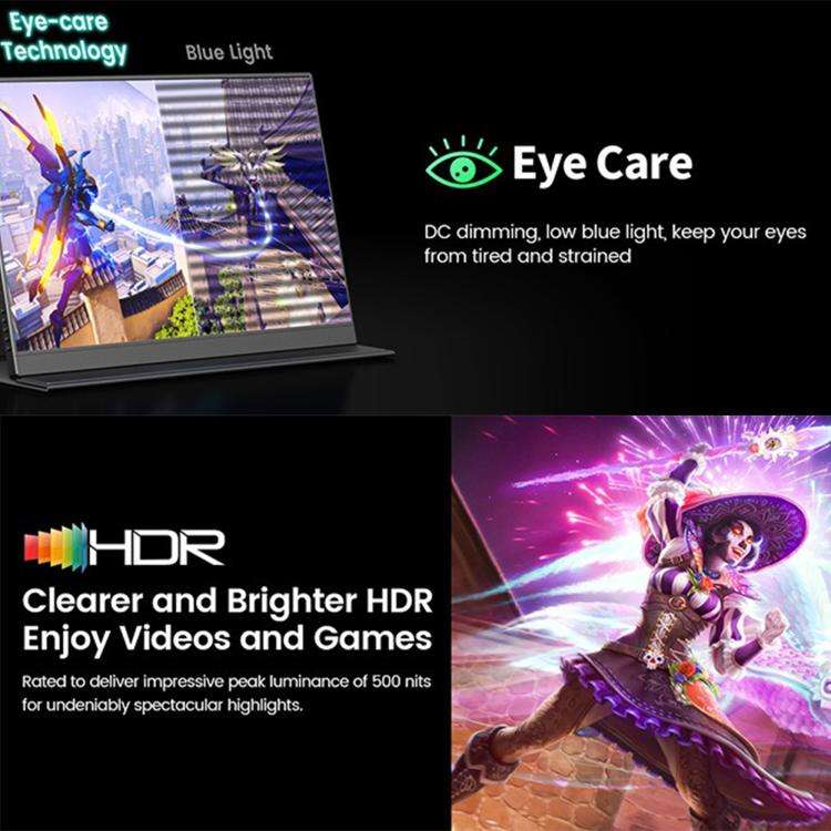P160A20 16 inch 4K Portable Monitor Gaming Extended Screen(Black)
