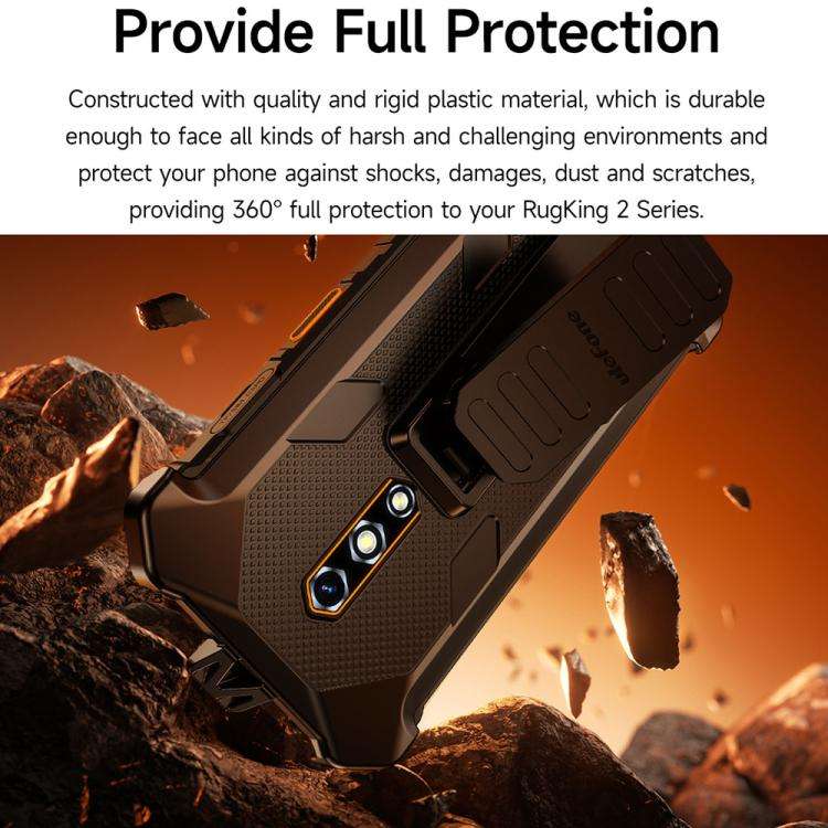 For Ulefone RugKing 2 Pro Ulefone Armor Back Clip Phone Case with Carabiner(Black)