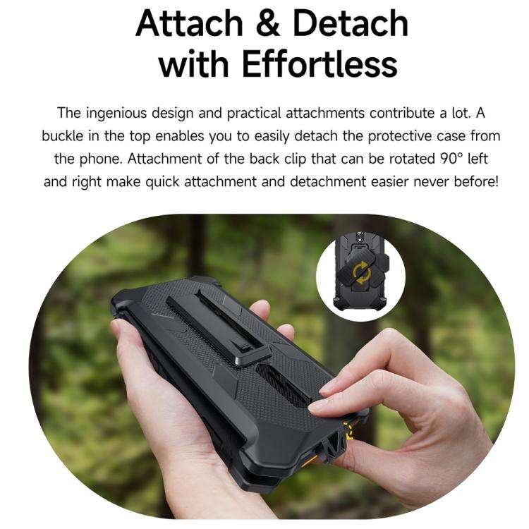 For Ulefone RugKing 2 Pro Ulefone Armor Back Clip Phone Case with Carabiner(Black)