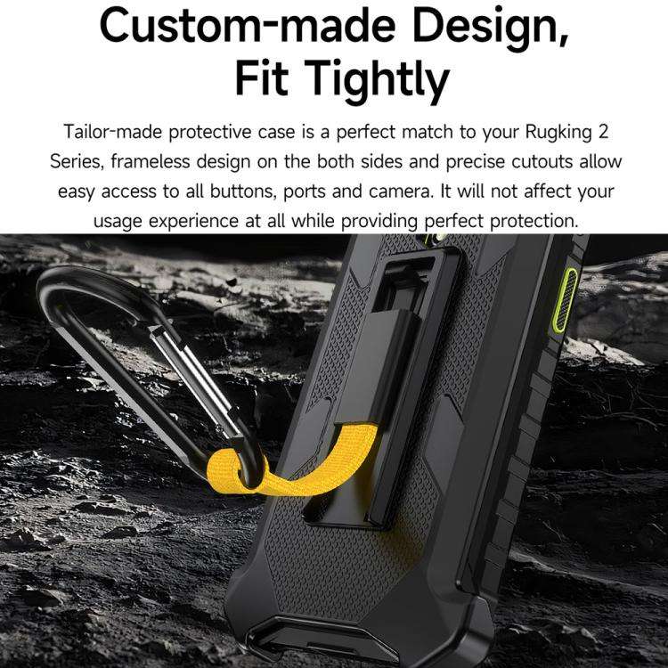 For Ulefone RugKing 2 Pro Ulefone Armor Back Clip Phone Case with Carabiner(Black)