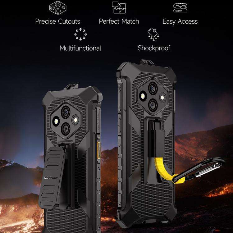 For Ulefone RugKing 3 Pro Ulefone Armor Back Clip Phone Case with Carabiner(Black)