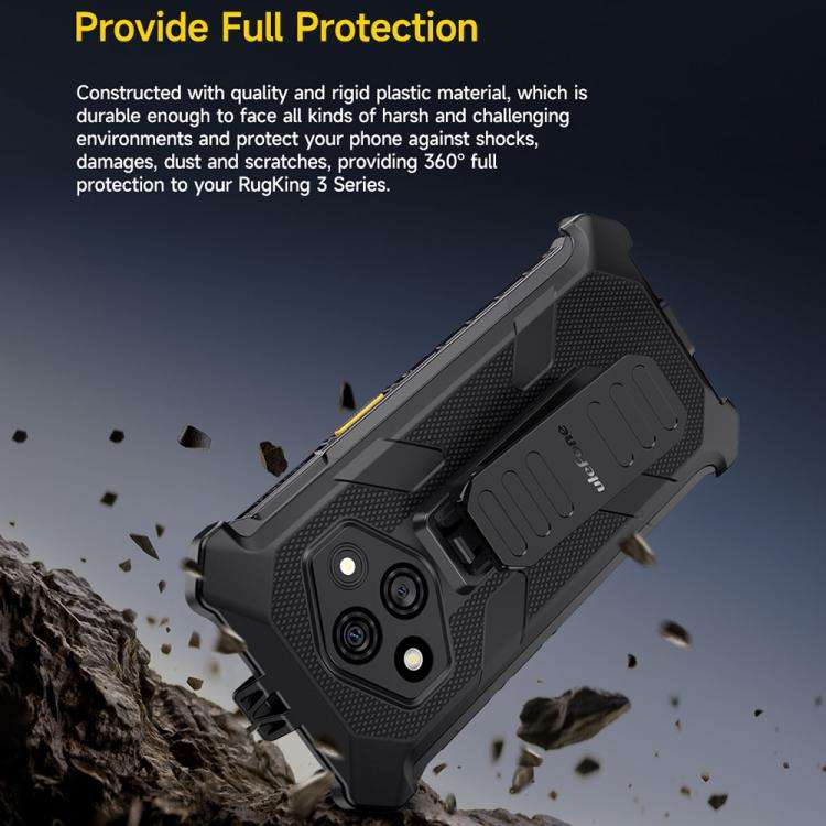 For Ulefone RugKing 3 Pro Ulefone Armor Back Clip Phone Case with Carabiner(Black)