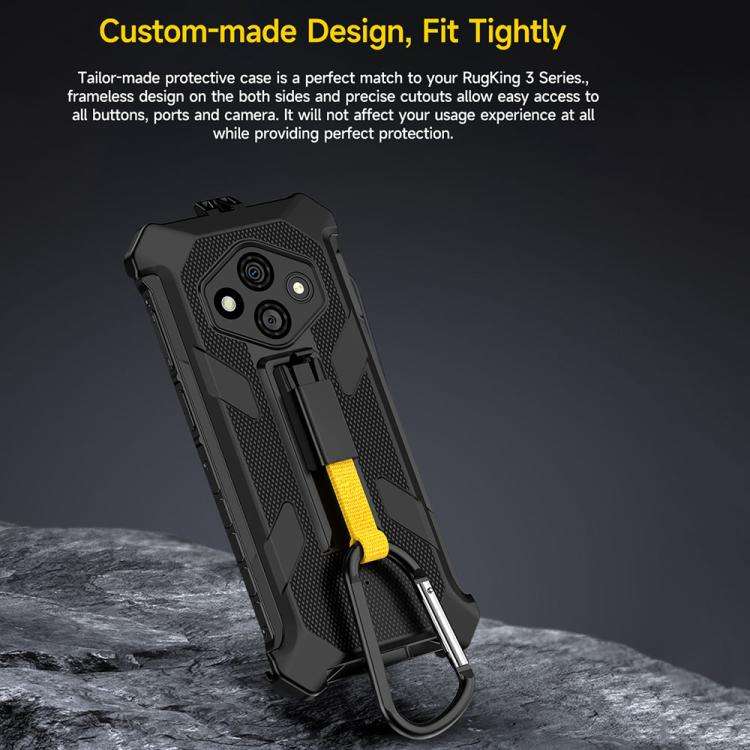 For Ulefone RugKing 3 Pro Ulefone Armor Back Clip Phone Case with Carabiner(Black)