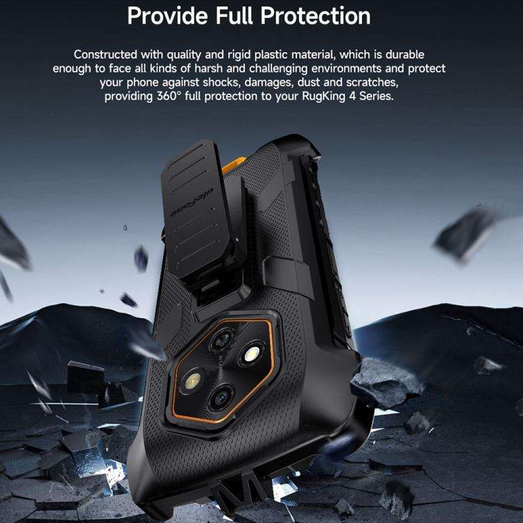 For Ulefone RugKing 4 Pro Ulefone Armor Back Clip Phone Case with Carabiner(Black)