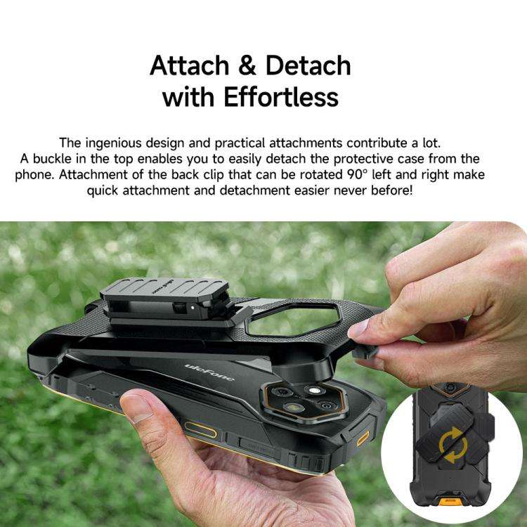 For Ulefone RugKing 4 Pro Ulefone Armor Back Clip Phone Case with Carabiner(Black)