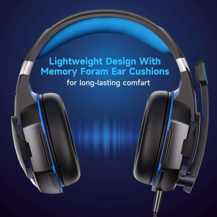 KOTION EACH G2000 Wired Game Headphones with LED Light(Black Blue)