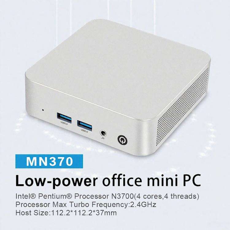 MN370 Windows 10 Low-power Home Office Mini PC, 8GB + 128GB, Intel Pentium N3700 Quad Core Proces...