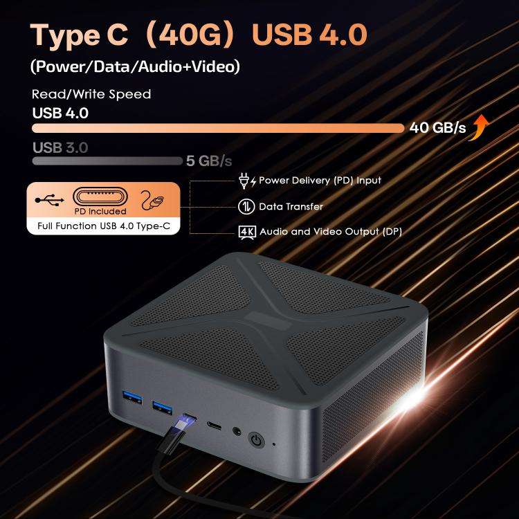 GXMO GH8 Windows 11 Pro Mini PC, 16GB+512GB, AMD Ryzen 9 8945HS Octa Core Processor(EU Plug)