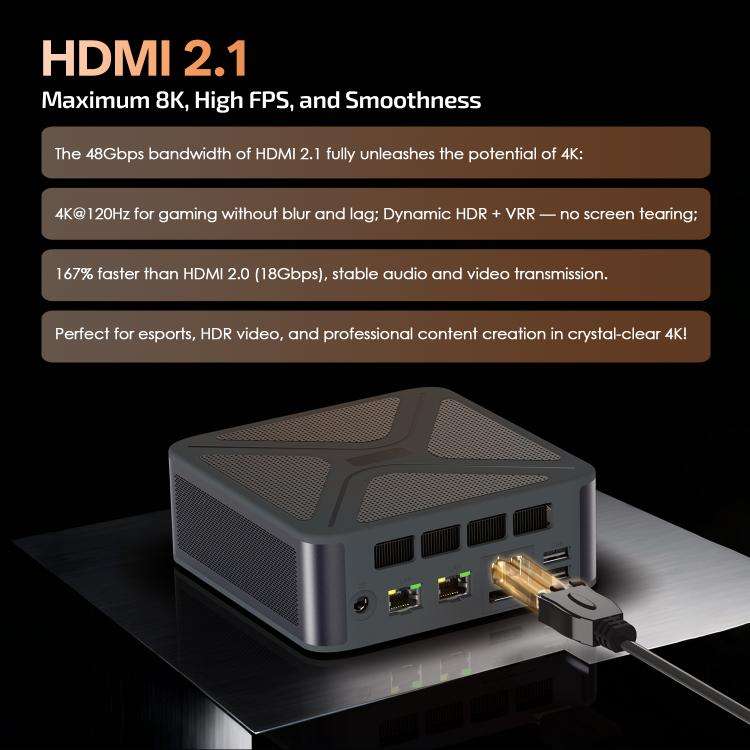 GXMO GH8 Windows 11 Pro Mini PC, 16GB+512GB, AMD Ryzen 9 8945HS Octa Core Processor(US Plug)