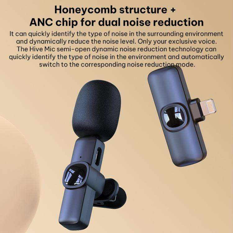 J1 2 in 1 Lavalier Wireless Microphone Noise Reduction Mini Mic, Model:Type-C Plug