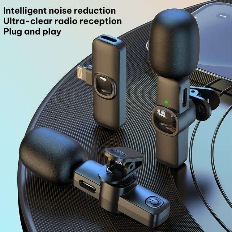 J1 2 in 1 Lavalier Wireless Microphone Noise Reduction Mini Mic, Model:Type-C Plug