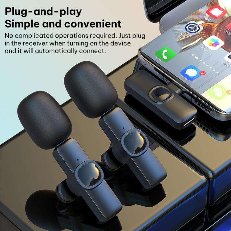 J1 2 in 1 Lavalier Wireless Microphone Noise Reduction Mini Mic, Model:8 Pin Plug
