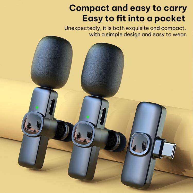 J1 2 in 1 Lavalier Wireless Microphone Noise Reduction Mini Mic, Model:Type-C Plug