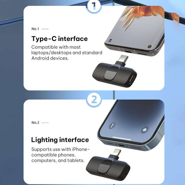 K63 Square Lavalier Wireless Microphone Live Audio Recording, Model:Type-C Plug