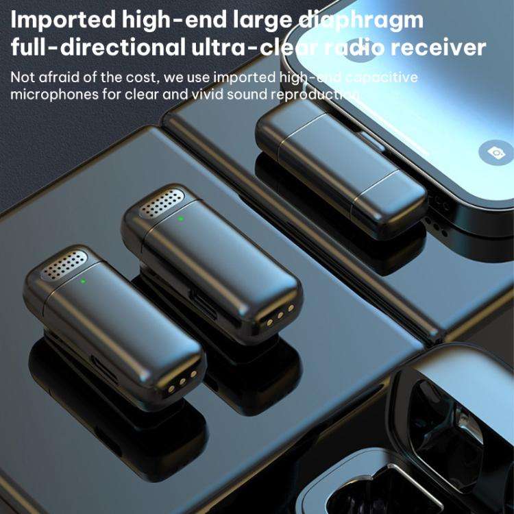 K6 Mini Lavalier Wireless Microphone Live Audio Recording, Model:Type-C Plug(Black)