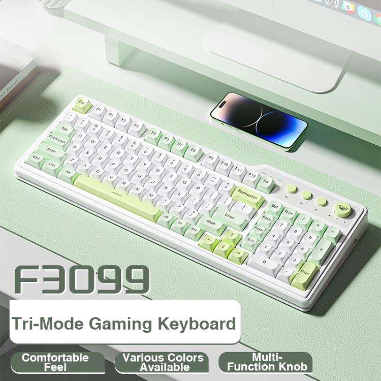 AULA F3099 99 Keys RGB Lighting Tri-Mode Gaming Keyboard(White Green)