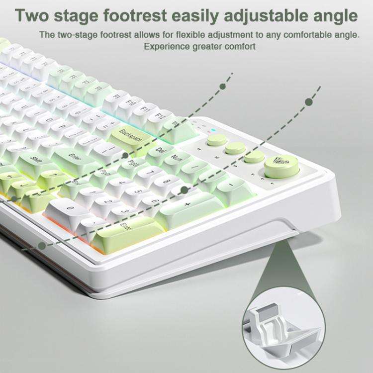AULA F3099 99 Keys RGB Lighting Tri-Mode Gaming Keyboard(White Pink)