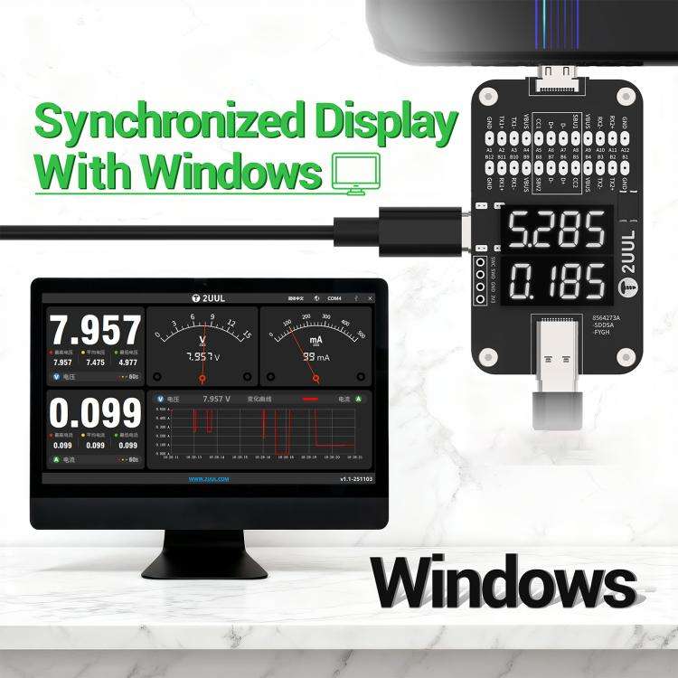 2UUL PW32 Type-C Port Comprehensive Diagnostic Tester with Real-Time Charging Detection