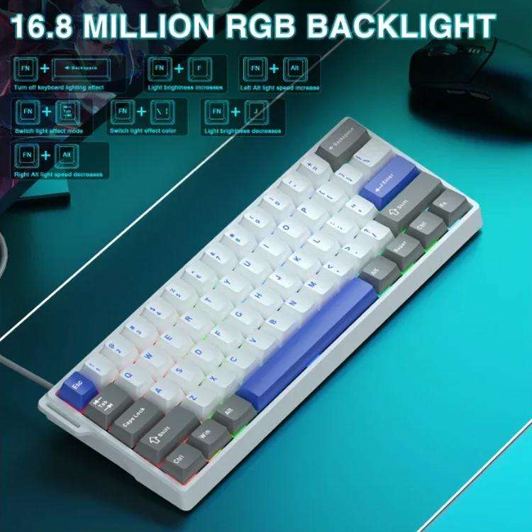 AULA WIN60HE MAX Edition 60 Keys RGB Wired Keyboard(Gray Blue White Wing Chun Magnetic Axis)