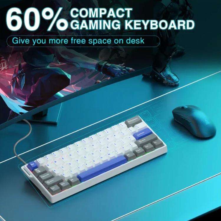 AULA WIN60HE MAX Edition 60 Keys RGB Wired Keyboard(Gray Blue White Wing Chun Magnetic Axis)