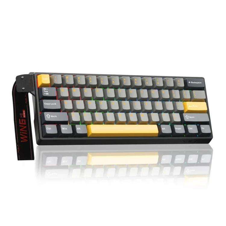 AULA WIN60HE MAX Edition 60 Keys RGB Wired Keyboard(Dark Grey Light Grey Yellow Wing Chun Magneti...