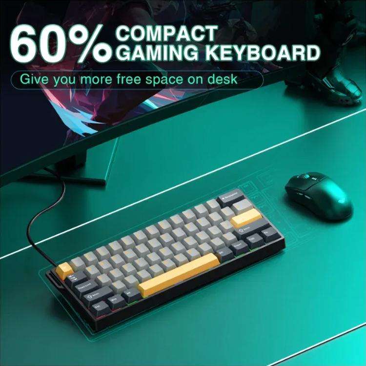 AULA WIN60HE MAX Edition 60 Keys RGB Wired Keyboard(Dark Grey Light Grey Yellow Wing Chun Magneti...