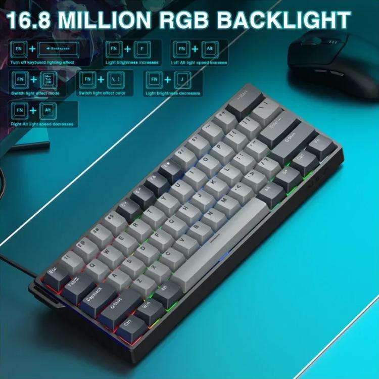 AULA WIN60HE Pro Edition 60 Keys RGB Wired Keyboard(Dark Grey Light Grey Shaped Magnetic Axis)